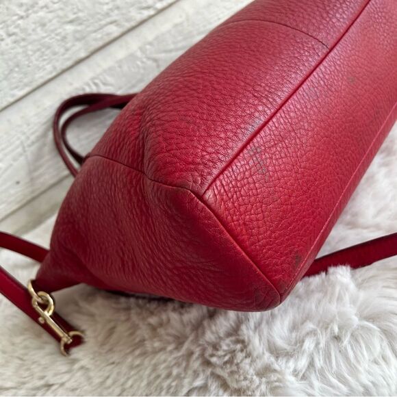 COACH Red Leather Kelsey Prairie Satchel Tote Crossbody - Picture 9 of 10